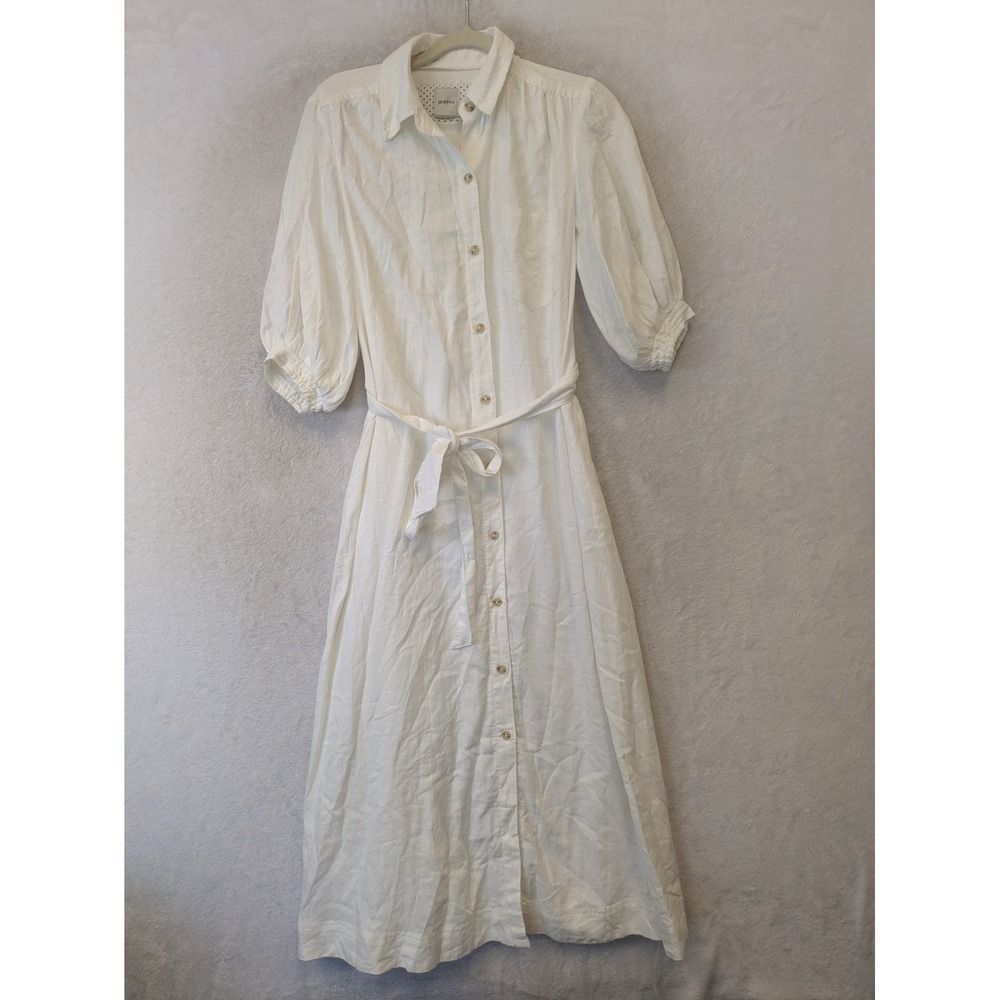 Maeve Cream Button-Front Maxi Shirt Dress